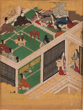 Oidentifierad konstnär, illustration ur 源氏物語?, Genji monogatari, Tosa-skolan, Edo (1603-1868).