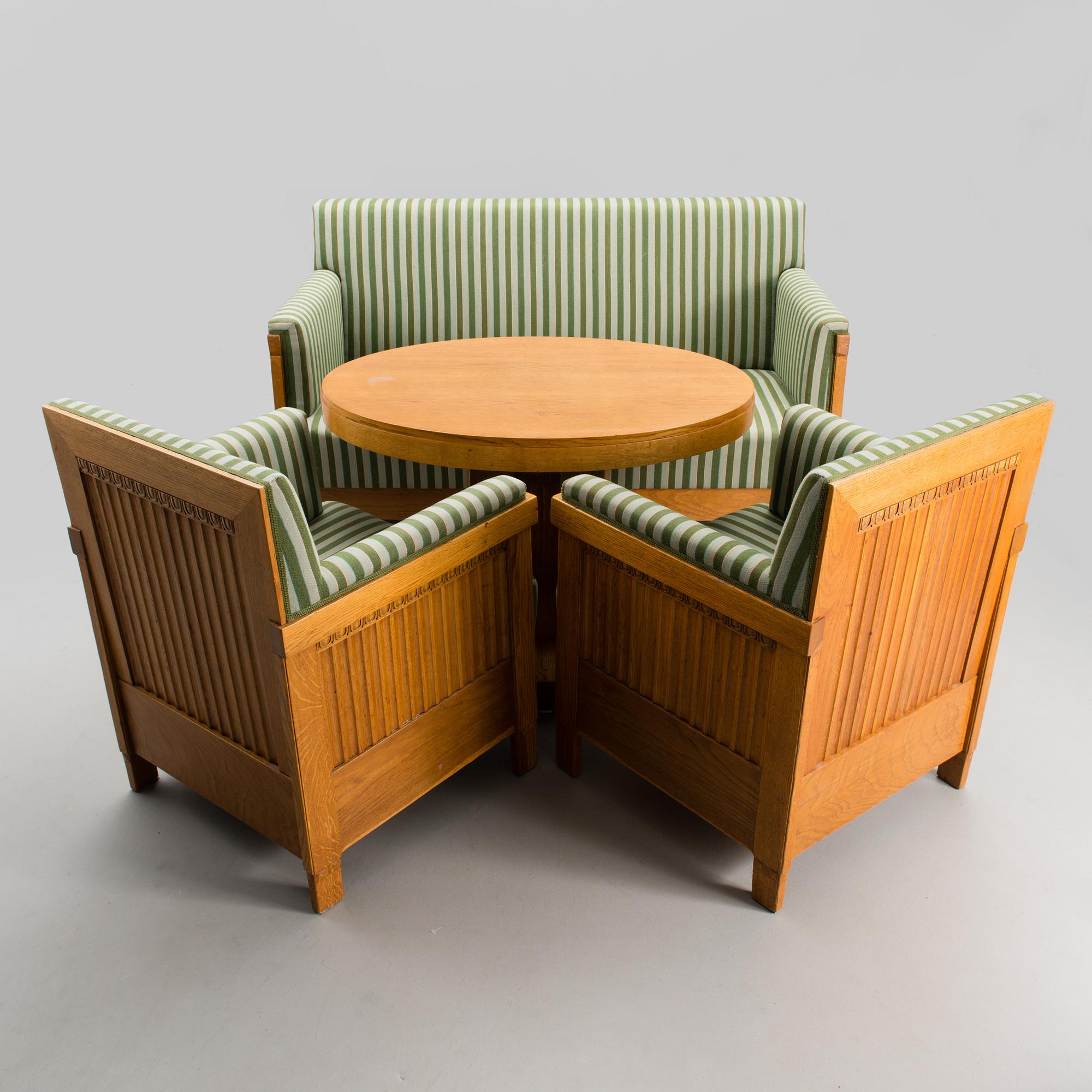 ELIEL SAARINEN, MÖBELGRUPP, 4 DELAR.