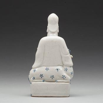 A blue and white figurine of a Chinese Immortal sitting on his deer, Ming dynasty (1368-1644).