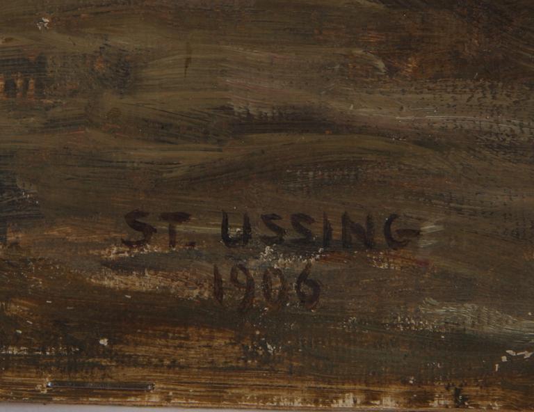 USSING, STEPHAN. Oljor på duk, 2 st, sign o dat 1906.