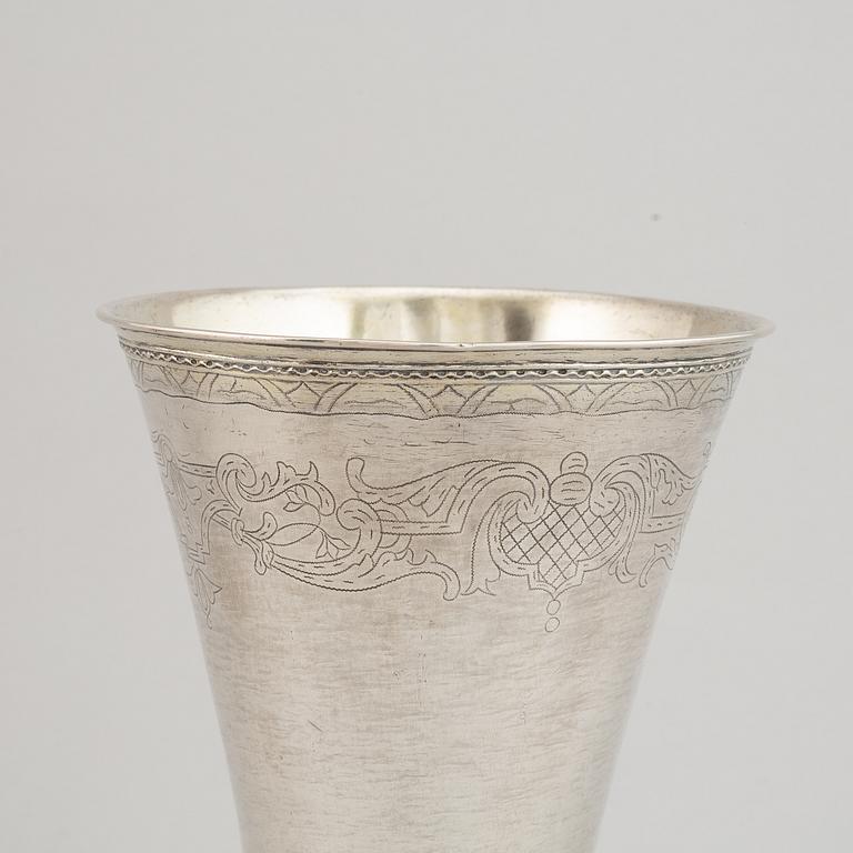 A Swedish 18th century parcel-gilt silver beaker, mark of Carl Fahlberg, Uppsala 1769.