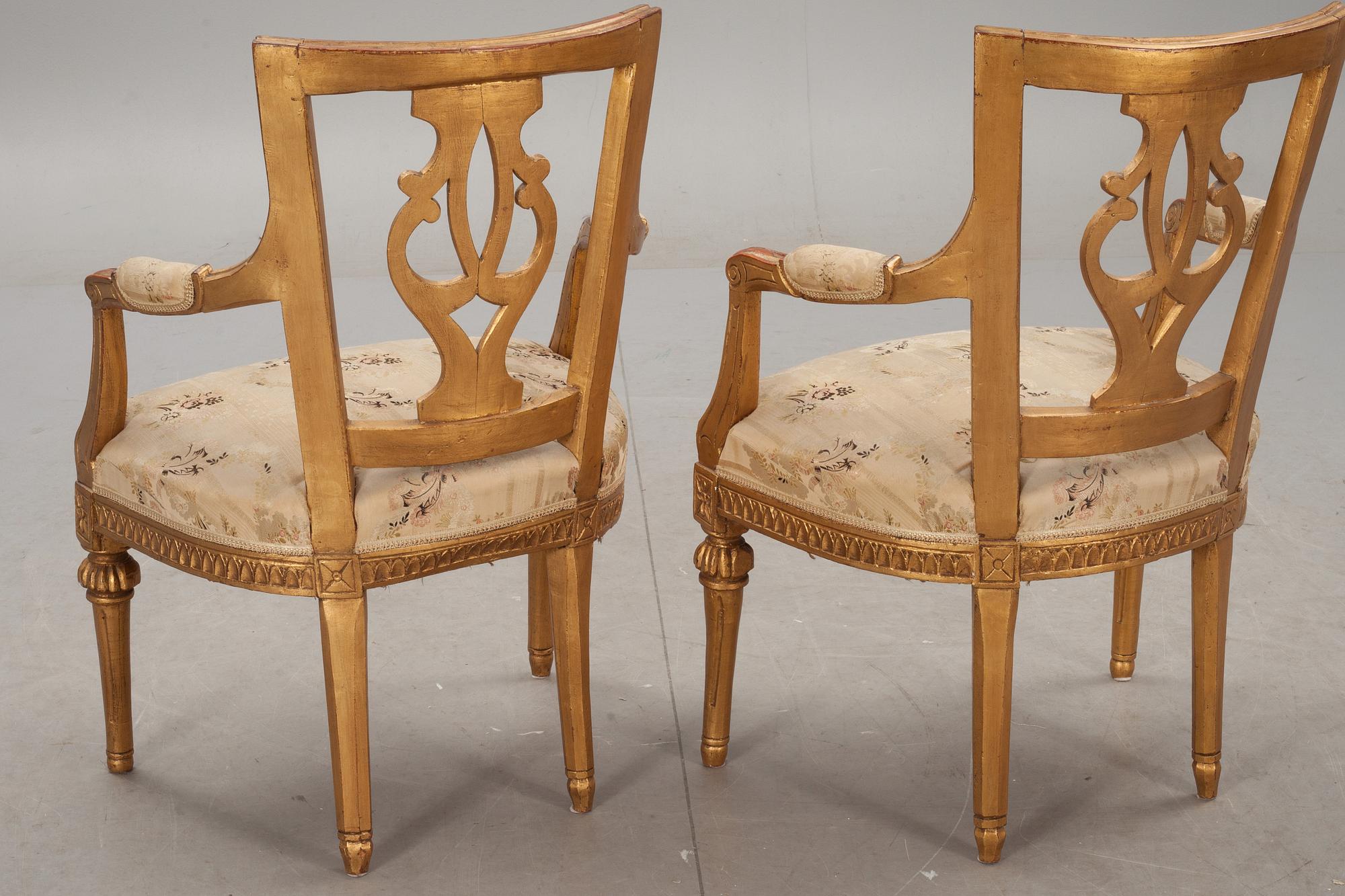 KARMSTOLAR, ett par, Louis XVI, 17/1800-tal.