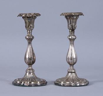 LJUSSTAKAR, ett par, silver, Anders Lundqvist Stockholm, 1850.