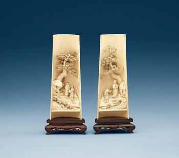 Two Chinese ivory wrist rests, early 20th Century.