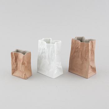 Three porcelain vases, designed by Tapio Wirkkala for Rosenthal Studio Linie.