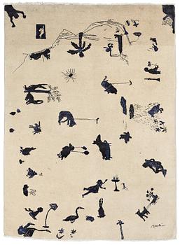 1020. Suzanne Nessim, A rug tufted, ca 143 x 105-106,5 cm, signed Nessim, made in India/Pakistan.