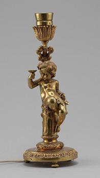 BORDSLAMPA, gulmetall, Louis XVI-stil, 1900-talets fjärde kvartal.