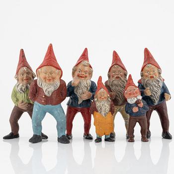 A group of seven gnomes, first half of the 20th Century.