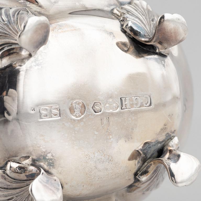 A three piece silver coffee set, mark of CG Hallberg, Stockholm 1944-1946.