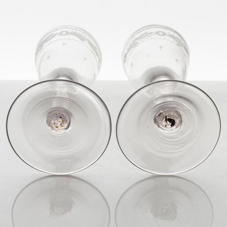 Spetsglas, ett par, Sverige, omkring år 1800.