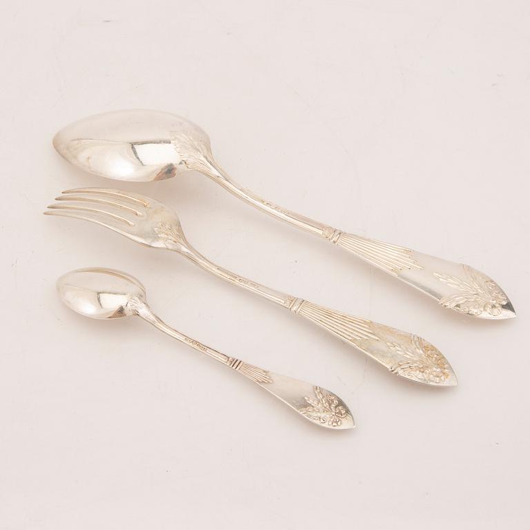 A Swedish set of 27 pcs of silver cutlery msotly CG Hallberg Stockholm early 1900s weight of sivler in total 1530 grams.