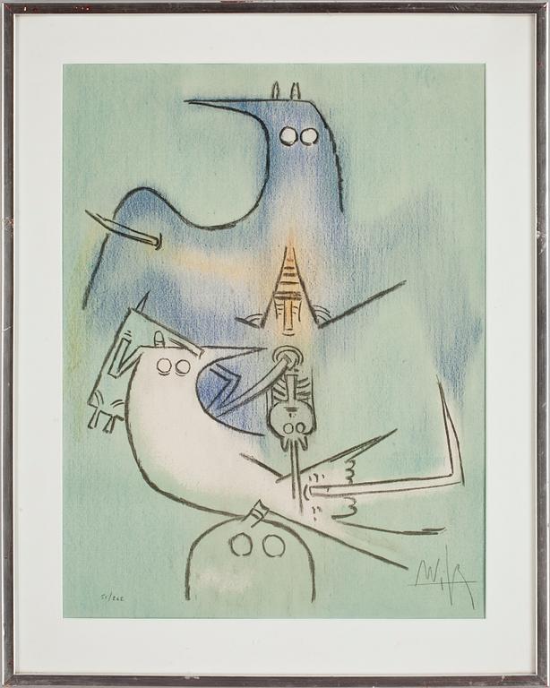 WIFREDO LAM, färglitografi. Sign och numr 51/262.