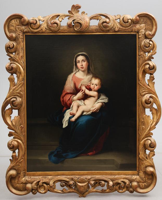 BARTOLOMÉ ESTEBAN MURILLO, efter, olja på duk, osignerad, 1800-tal.