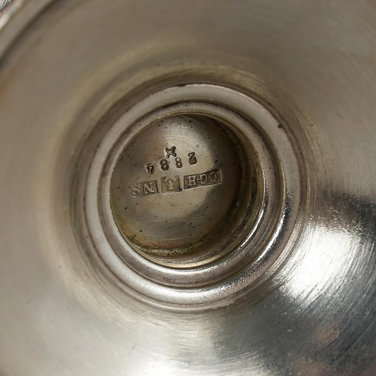 KAFFESERVIS, 3 delar, nysilver, CG Hallberg, 1900-talets första hälft.