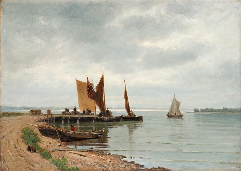 Carl Gabriel Adelsköld, Coastline with fishing boats.