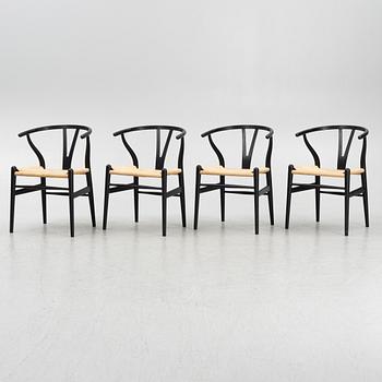 Hans J. Wegner, stolar, 4 st, "Y-stolen" modell CH-24, Carl Hansen & Søn, Danmark.