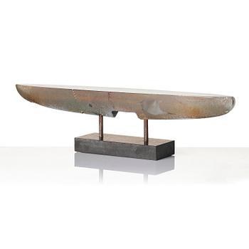 Bertil Vallien, skulptur, båt, sandgjutet glas, Kosta Boda 1992.