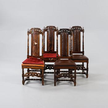 STOLAR, 2+2 st, sk "Crown chairs", barockstil, 1800-talets slut.