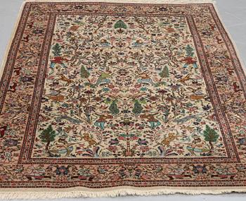 Carpet, Tabriz, old, figural, so called Tabatabai, ca 221 x 146 cm.