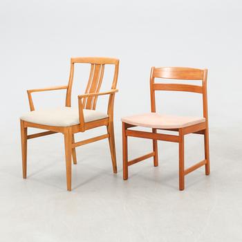 Chairs, 5 pieces, and a pair of armchairs from the 1960s.
