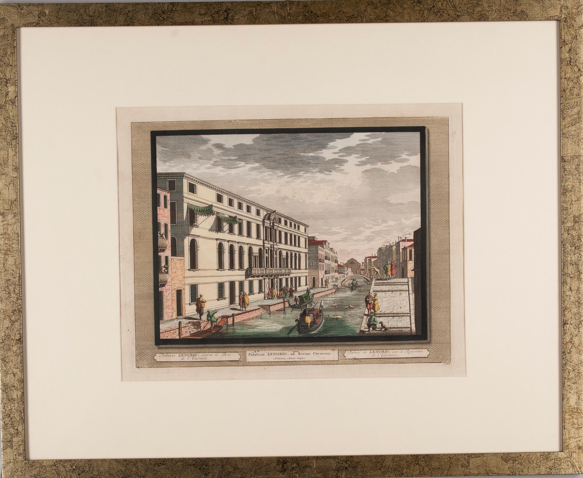 KOPPARSTICK, 6 st, handkolorerade, Venedig, 1700-tal.
