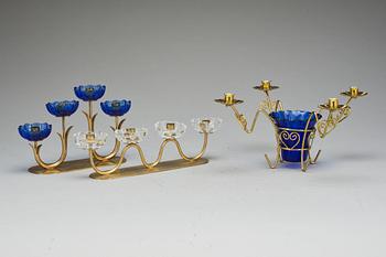 LJUSSTAKAR, 2 + 1 ST, Gunnar Ander, Ystad Metall, samt okänd. 1900-talets mitt.