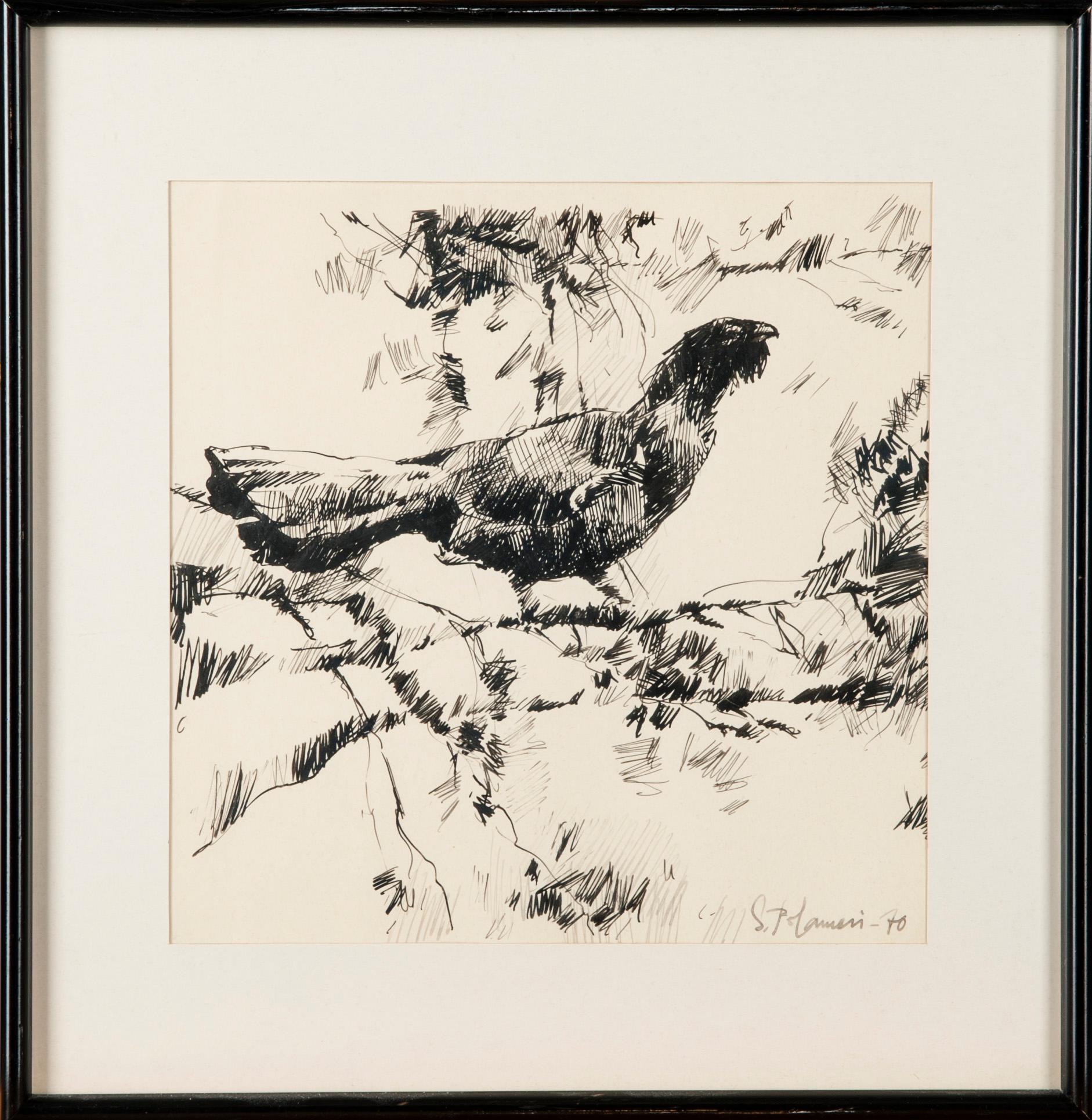 SEPPO POLAMERI, tussipiirros, signeerattu ja päivätty -70.