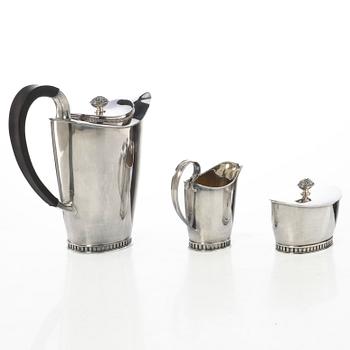 Sven-Arne Gillgren, Kaffeservis, 3 delar, silver, Swedish Modern, Stockholm 1965.