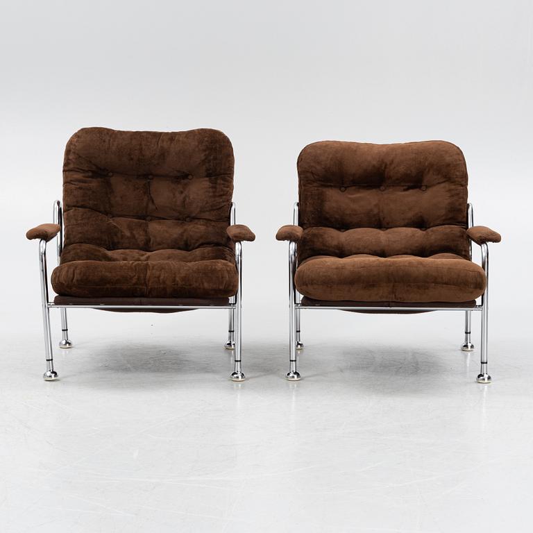 A pair of 'Stålbo' easy chairs by Bo Eigert, 1970's.