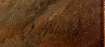 OKÄND KONSTNÄR, 1800-tal., olja på duk, sign. J. Holland.