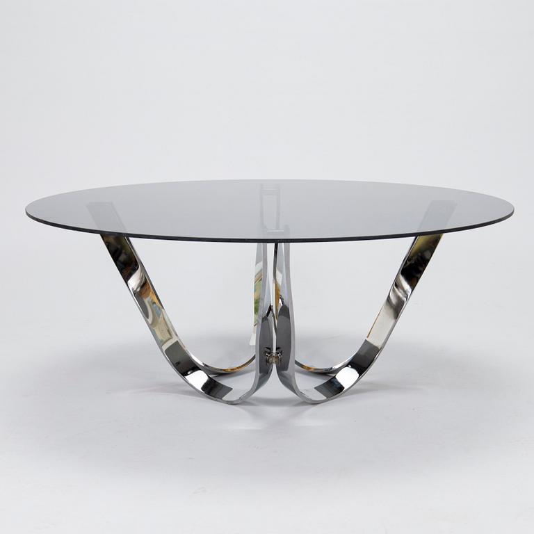 Roger Sprunger, a 1970s glass top coffee table by Roger Sprunger for Dunbar USA.