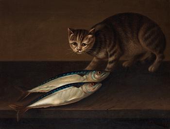 832. William Jones of Bath, A cat with two fish.