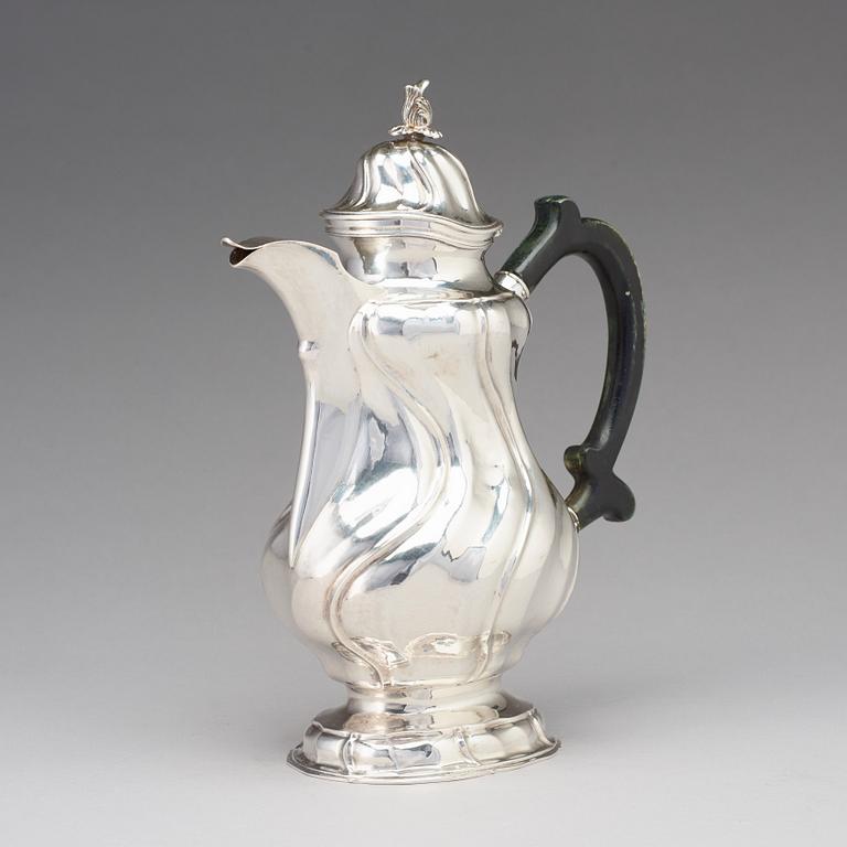 A Swedish 18th century silver coffee-pot, mark of Johan Wennerwall, Gothenburg 1759.