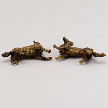 Two late 19th Century Russian bronze dog figurines.