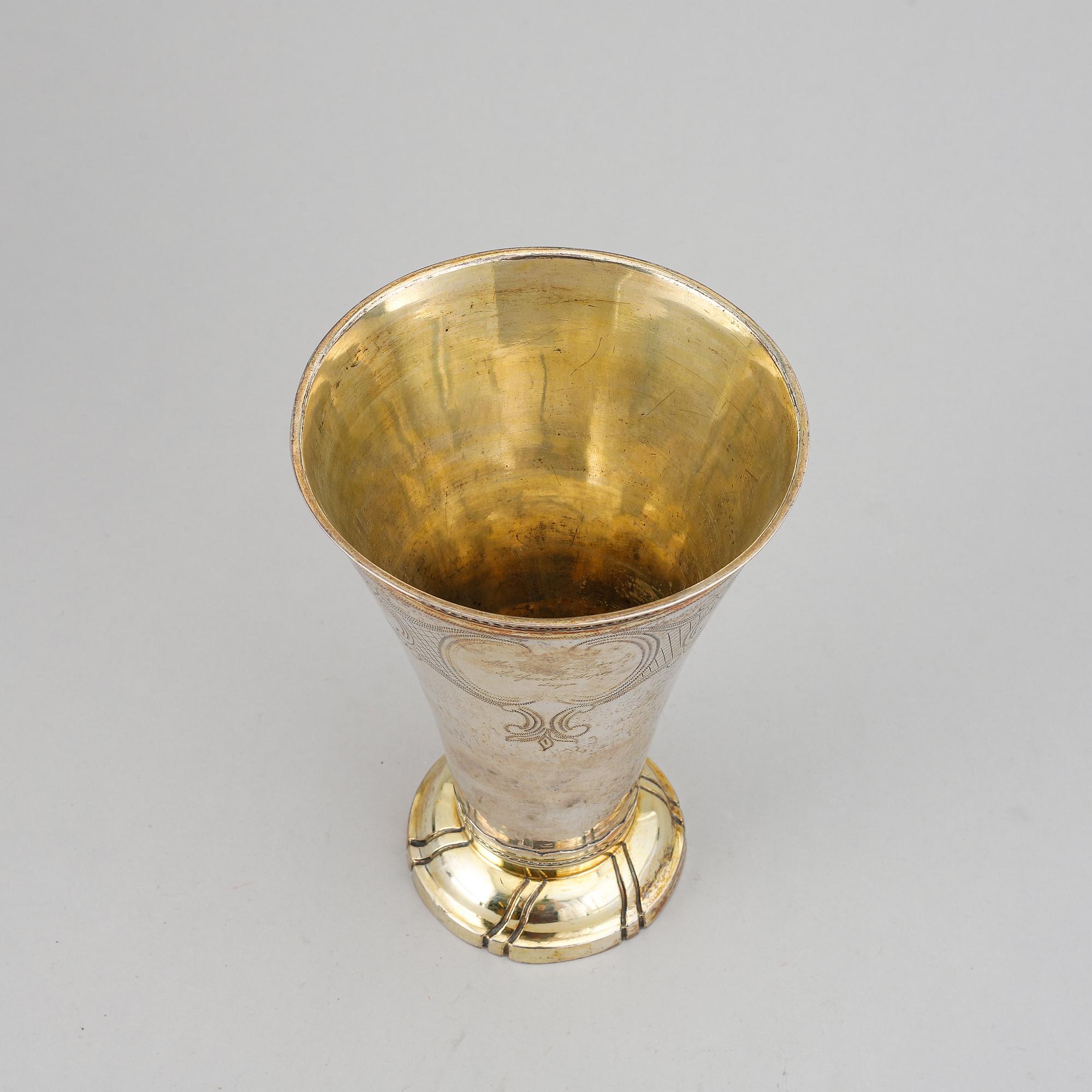 A swedish parcel-gilt silver beaker, mark of Stephan Westerstråhle, Stockholm (1789-1812).