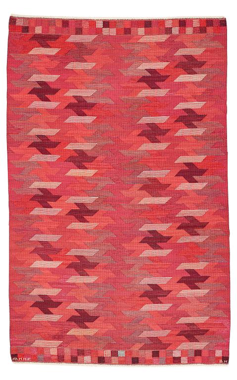 Barbro Nilsson, Matto, "Rödarp", flat weave, ca 298-299 x 185-188 cm, signed AB MMF BN.