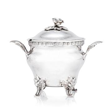 161. A Swedish silver sugar bowl with lid, mark of Jakob Lampa, Stockholm 1777.