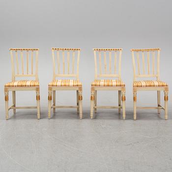 A set of two late Gustavian chairs and two chairs in late Gustavian-style, 19th and 20th Century.