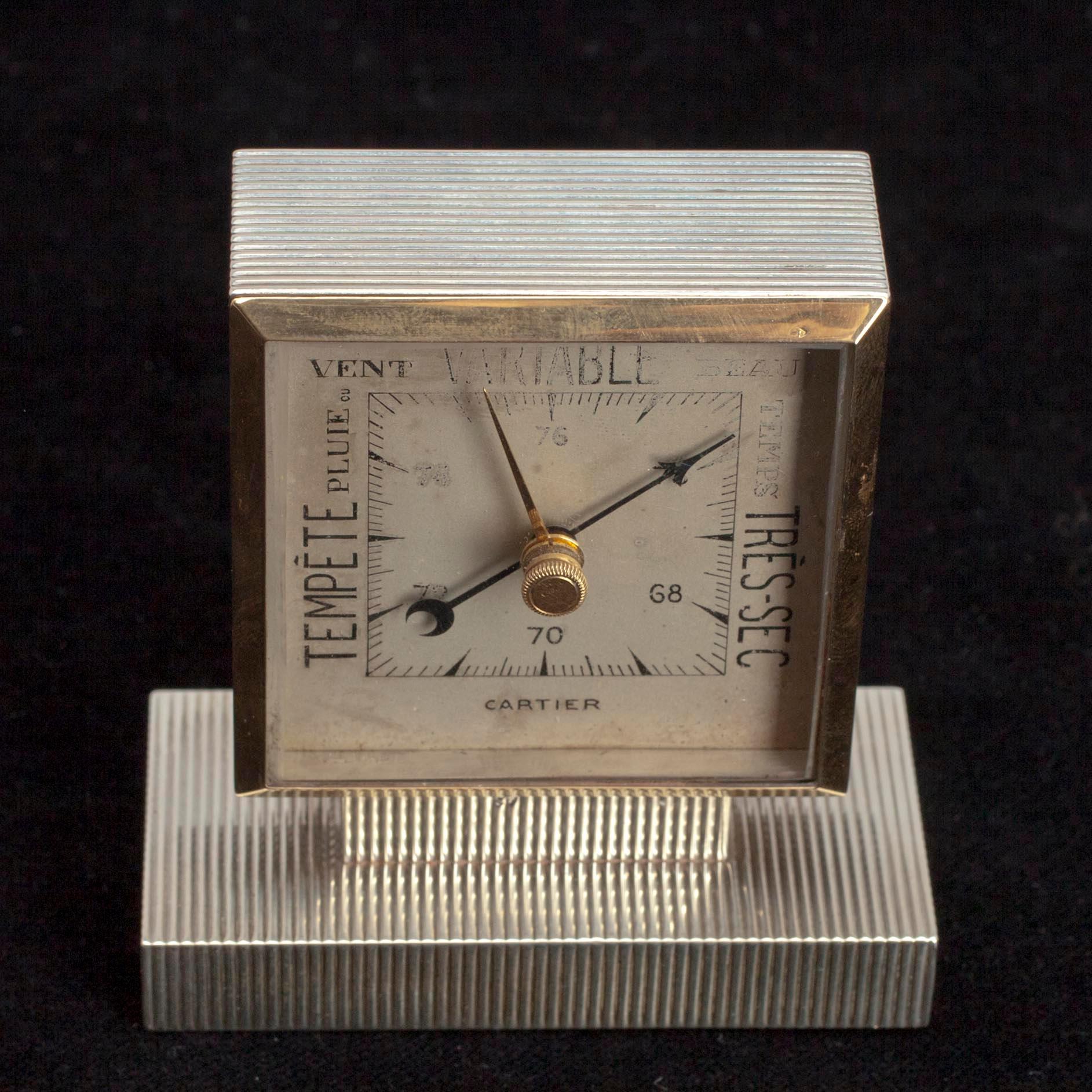CARTIER BAROMETER, silver, guld. Frankrike 1930-t.