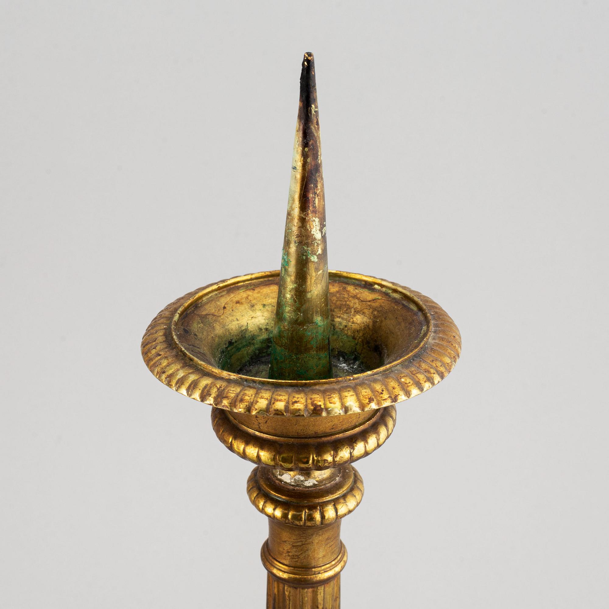 Two 19th century bronze altar candlesticks.