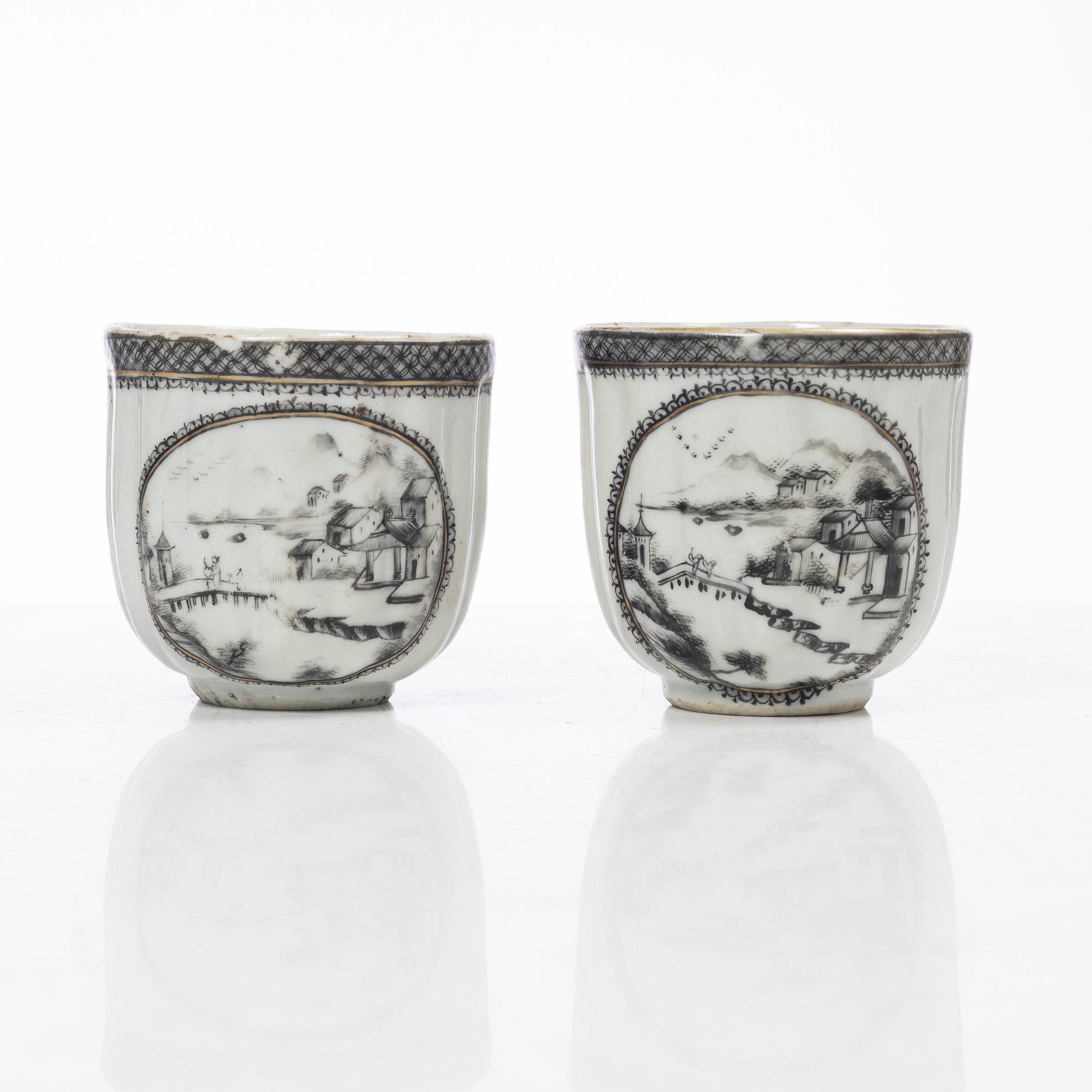 Thirteen porcelain cups, China, mostly 18th century.