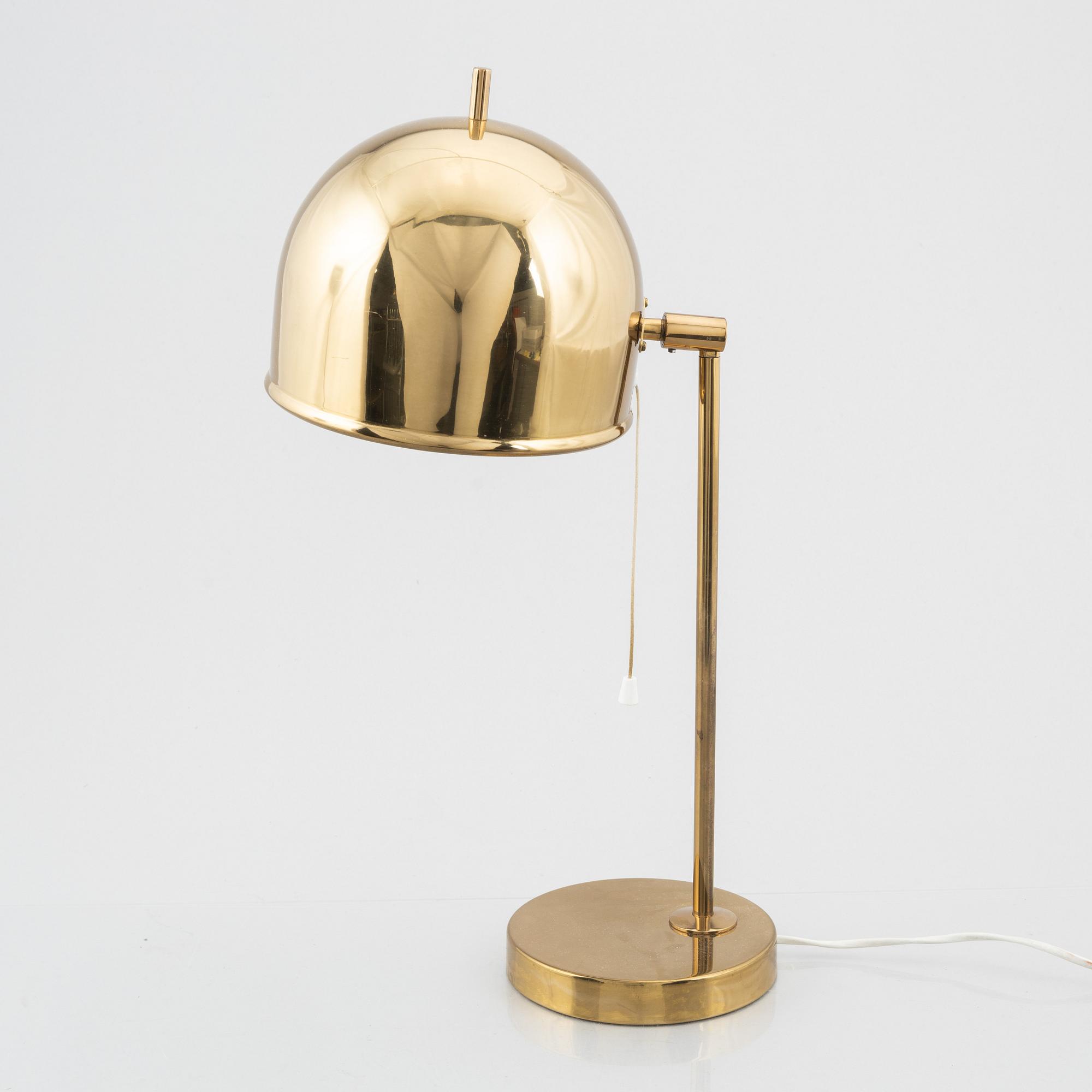 Eje Ahlgren, a pair of brass table lamps, model 'B-075', Bergboms, Sweden, 1960-70s.