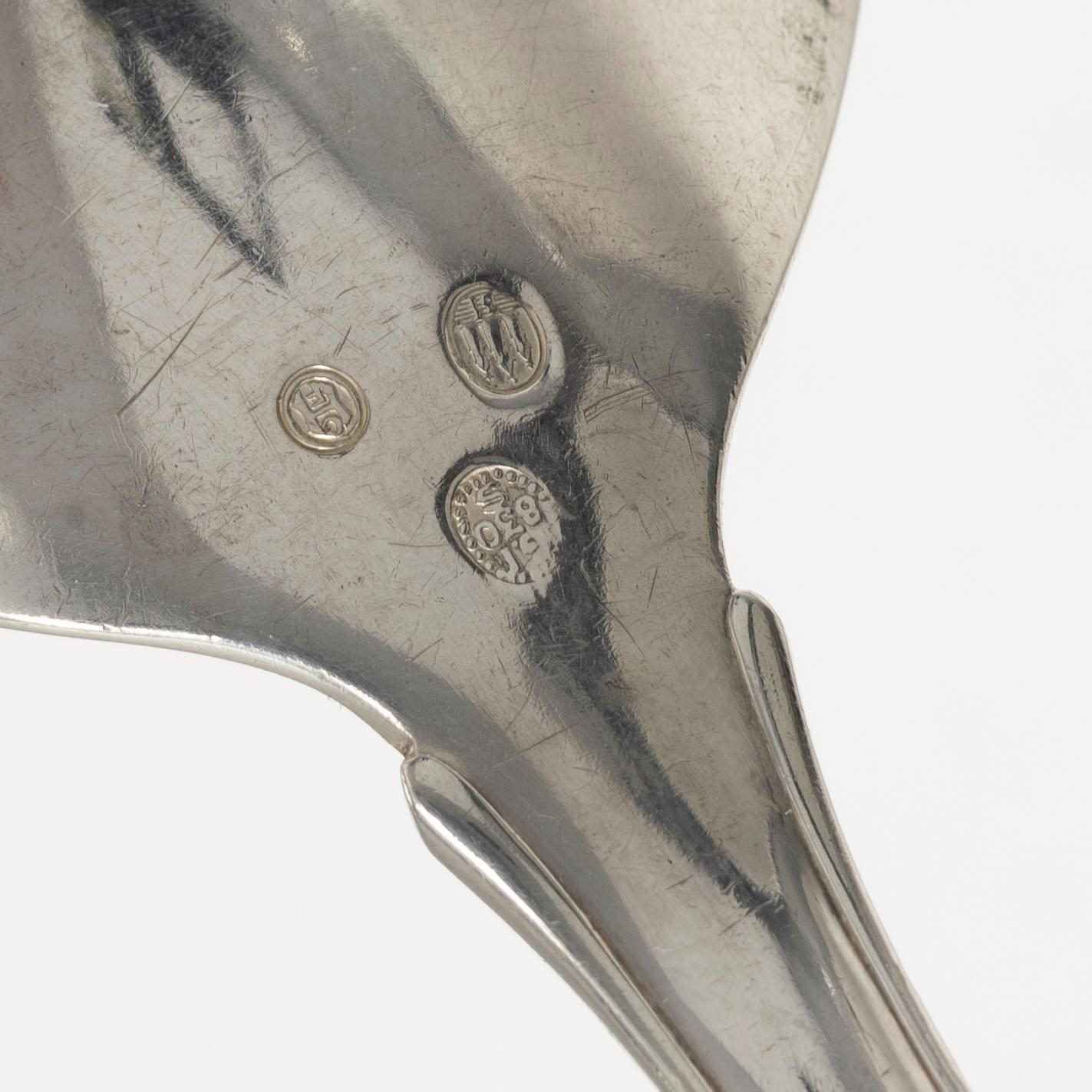 Georg Jensen, large serving spoon, silver, model "Lily of the Valley", Copenhagen, Denmark 1931.