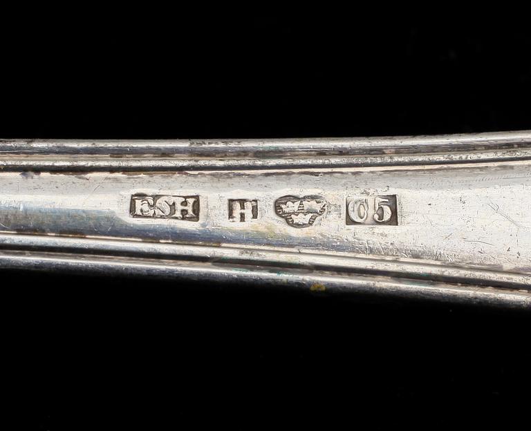 BESTICKSERVISDELAR, 9 st, silver, bla Eric Söderblom, Härnösand, 1800/1900-tal. Totalvikt ca 441 g.