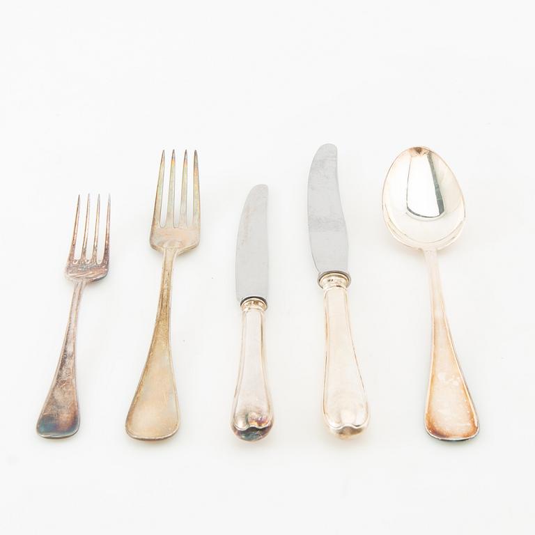 Cutlery set, 90 pieces, Old Swedish, silver and partly of low-grade silver, including GAB, Eskilstuna 1987.