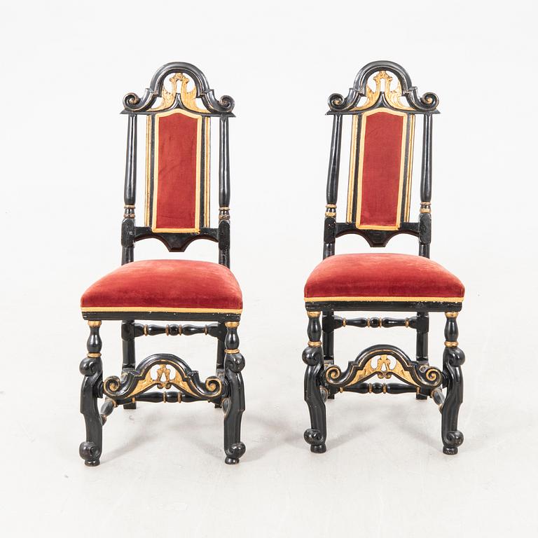 A öair of Swedish 18th century Baroque chairs.