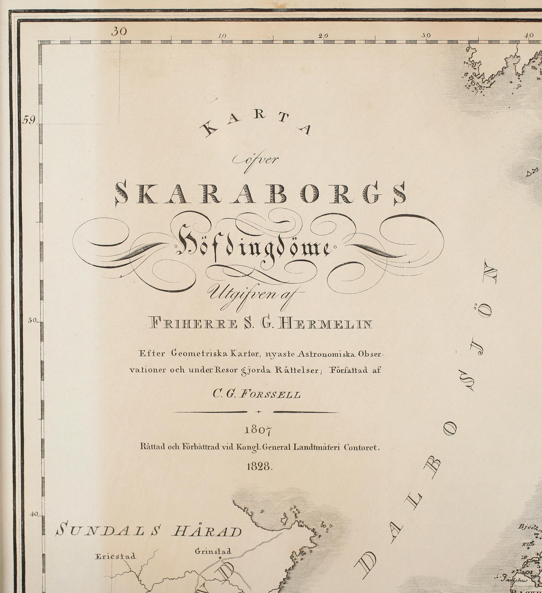 KOPPARSTICK, karta, S G Hermelin, 1800-talets första hälft.