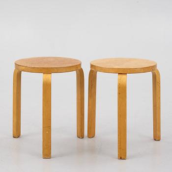 Alvar Aalto, a pair of model 60 stools, Artek, mid 20cth century.