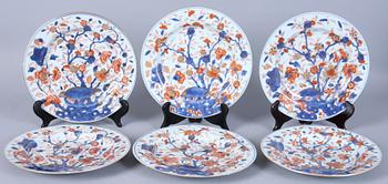 TALLRIKAR, 6 st, porslin, Kina, 1700-tal.