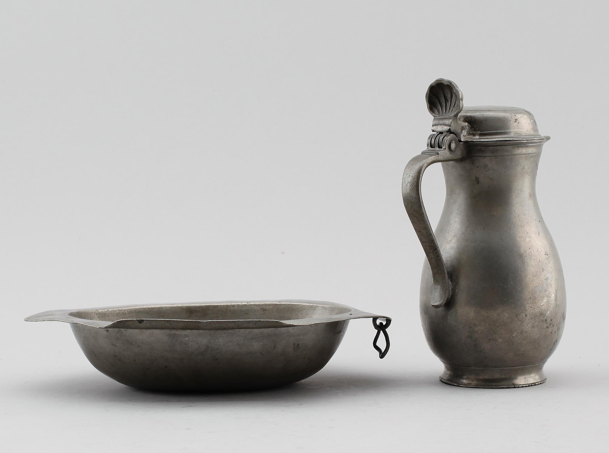 SKÅL SAMT KANNA, tenn, sannolikt England 1800-tal.